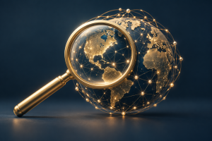 Gold search lens over digital globe